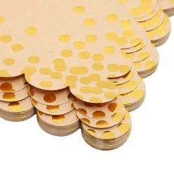 Blue Panda Kraft Scalloped Paper Placemats With Gold Foil Polka Dots – Pack Of 50
