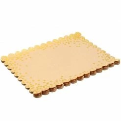 Blue Panda Kraft Scalloped Paper Placemats With Gold Foil Polka Dots – Pack Of 50
