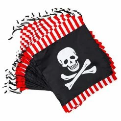 Blue Panda Pirate Skull Drawstring Party Favor Bags For Kids (10 X 12 In, 12 Pack)