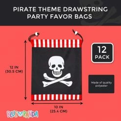Blue Panda Pirate Skull Drawstring Party Favor Bags For Kids (10 X 12 In, 12 Pack) 15 Blue Panda Pirate Skull Drawstring Party Favor Bags For Kids (10 X 12 In, 12 Pack)