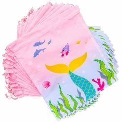 Blue Panda Special Occasions Mermaid Party Favor Drawstring Bags For Kids (12 X 10 In, 12 Pack)