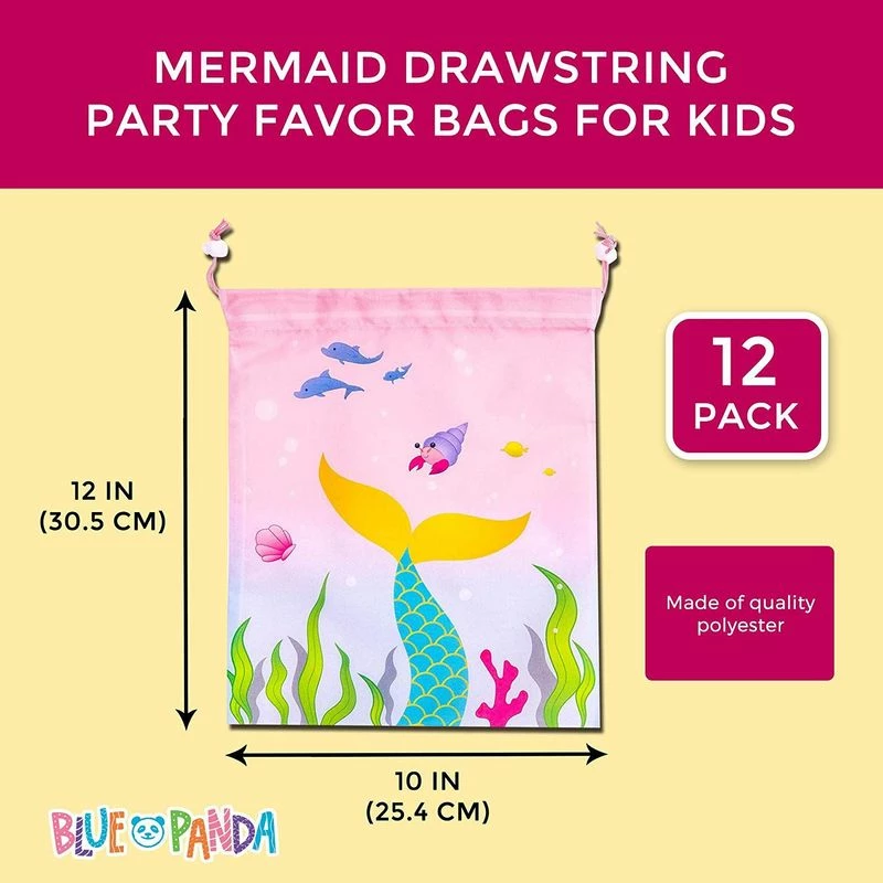 Blue Panda Special Occasions Mermaid Party Favor Drawstring Bags For Kids (12 X 10 In, 12 Pack) 9 Blue Panda Special Occasions Mermaid Party Favor Drawstring Bags For Kids (12 X 10 In, 12 Pack)