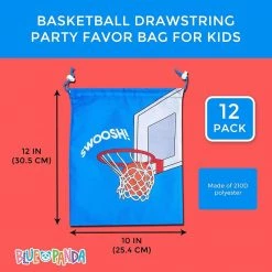 Blue Panda Special Occasions Basketball Party Favor Drawstring Gift Bags (12 X 10 In, 12 Pack)