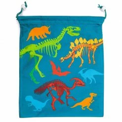 Special Occasions Blue Panda Dinosour Drawstring Party Favor Bags For Kids (12 X 10 In, Teal, 12 Pack)