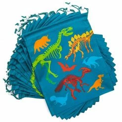 Special Occasions Blue Panda Dinosour Drawstring Party Favor Bags For Kids (12 X 10 In, Teal, 12 Pack)