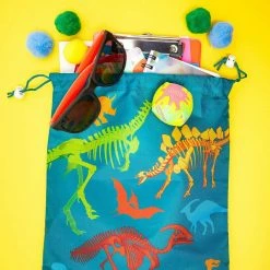 Special Occasions Blue Panda Dinosour Drawstring Party Favor Bags For Kids (12 X 10 In, Teal, 12 Pack)