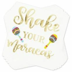 Blue Panda Cinco De Mayo Napkins With Gold Foil For Fiestas (5 X 5 In, 4 Designs, 100 Pack) Special Occasions