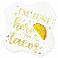 Blue Panda Cinco De Mayo Napkins With Gold Foil For Fiestas (5 X 5 In, 4 Designs, 100 Pack) Special Occasions