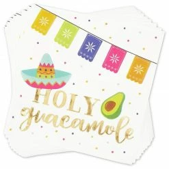 Blue Panda Cinco De Mayo Napkins With Gold Foil For Fiestas (5 X 5 In, 4 Designs, 100 Pack) Special Occasions