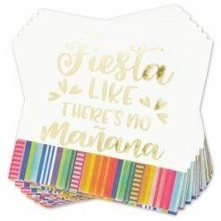 Blue Panda Cinco De Mayo Napkins With Gold Foil For Fiestas (5 X 5 In, 4 Designs, 100 Pack) Special Occasions