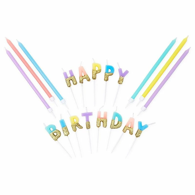 Blue Panda Happy Birthday Glitter Dipped Candles (Assorted Sizes, 5 Colors, 37 Pack) Special Occasions 3 Blue Panda Happy Birthday Glitter Dipped Candles (Assorted Sizes, 5 Colors, 37 Pack) Special Occasions