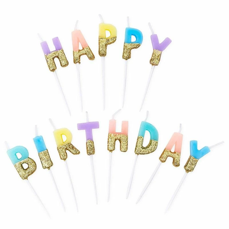 Blue Panda Happy Birthday Glitter Dipped Candles (Assorted Sizes, 5 Colors, 37 Pack) Special Occasions 4 Blue Panda Happy Birthday Glitter Dipped Candles (Assorted Sizes, 5 Colors, 37 Pack) Special Occasions