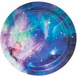 Blue Panda Galaxy Paper Plates For Outer Space Party (7 In, 80 Pack)