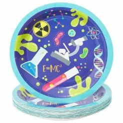 Blue Panda Science Lab Party Pack, Paper Plates, Plastic Cutlery, Cups, And Napkins (Serves 24, 168 Pieces) Dinnerware Sets