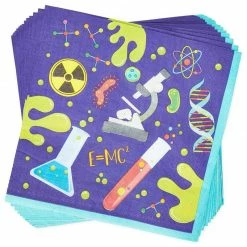 Blue Panda Science Lab Party Pack, Paper Plates, Plastic Cutlery, Cups, And Napkins (Serves 24, 168 Pieces) Dinnerware Sets