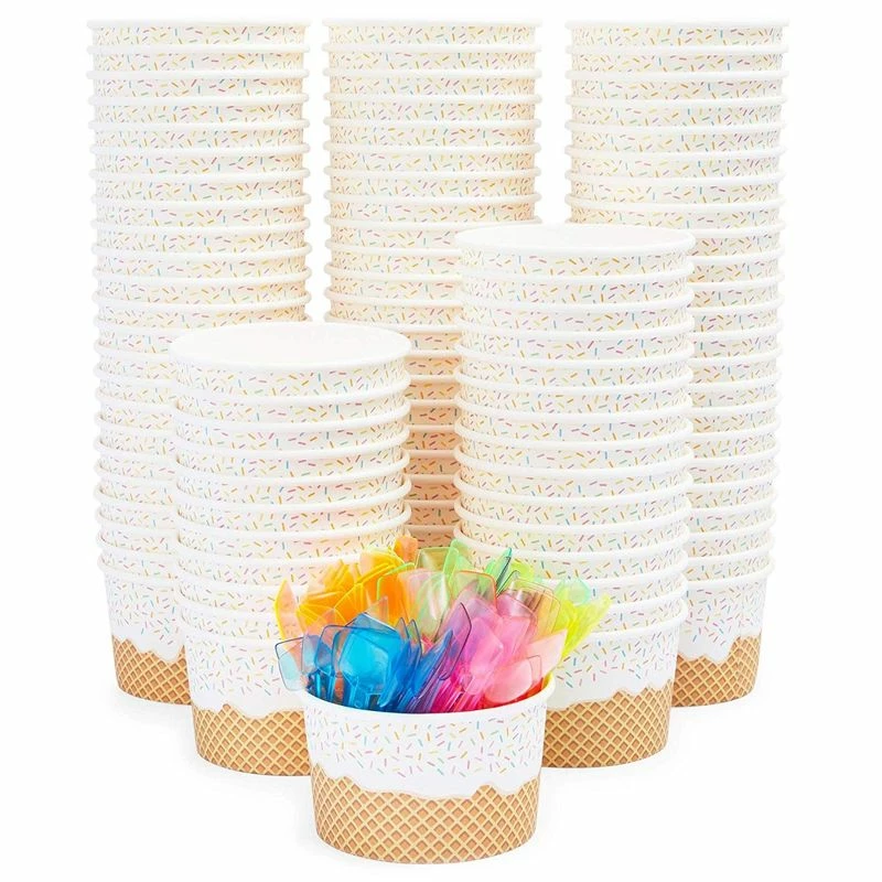 Blue Panda Ice Cream Party Dessert Bowls With Neon Plastic Spoons (8 Oz., 100 Pack) Cups 3 Blue Panda Ice Cream Party Dessert Bowls With Neon Plastic Spoons (8 Oz., 100 Pack) Cups