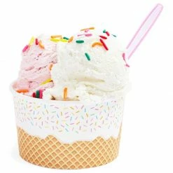 Blue Panda Ice Cream Party Dessert Bowls With Neon Plastic Spoons (8 Oz., 100 Pack) Cups