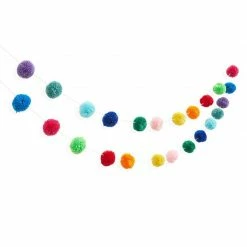 Blue Panda Wool Pom Pom Garland Decoration For Birthdays And Celebrations (10 Ft, 24 Balls)
