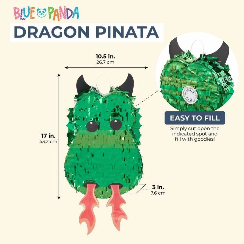 Blue Panda Mini Dragon Pinata For Kids Birthday Party (17 X 10.5 In, Green) 4 Blue Panda Mini Dragon Pinata For Kids Birthday Party (17 X 10.5 In, Green)