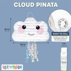Blue Panda Cloud Pinata, Rainbow Party Supplies (16.5 X 10.5 In)