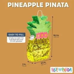 Blue Panda Pineapple Pinata, Hawaiian Luau Party Decorations (16.5 X 9.7 In)