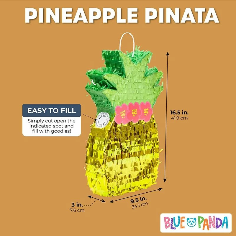 Blue Panda Pineapple Pinata, Hawaiian Luau Party Decorations (16.5 X 9.7 In) 4 Blue Panda Pineapple Pinata, Hawaiian Luau Party Decorations (16.5 X 9.7 In)