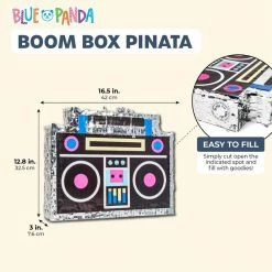 Blue Panda Pinata Boom Box, 80’s Party Decorations (16.5 X 12.8 In)