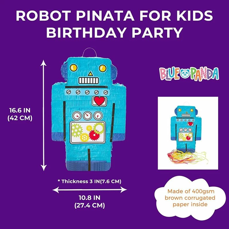 Blue Panda Decorations Robot Pinata, Kids Birthday Party Supplies (16.6 X 10.8 In) 4 Blue Panda Decorations Robot Pinata, Kids Birthday Party Supplies (16.6 X 10.8 In)