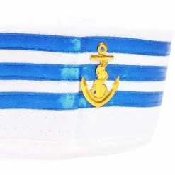 Blue Panda Yacht Captain And Sailor Hat, Halloween Costume Supplies (White, 2 Pieces)