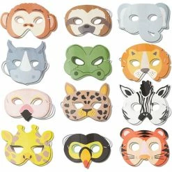 Blue Panda Jungle Theme Party Favors, Eye Coverings For Birthday Photo Props (24 Pack)