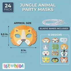 Blue Panda Jungle Theme Party Favors, Eye Coverings For Birthday Photo Props (24 Pack)