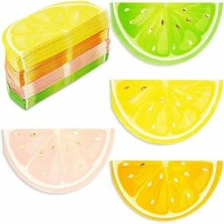 Blue Panda Citrus Fruit Birthday Party Decorations, Napkins With Gold Foil Details For Spring And Summer (6.25 In,100 Pack)