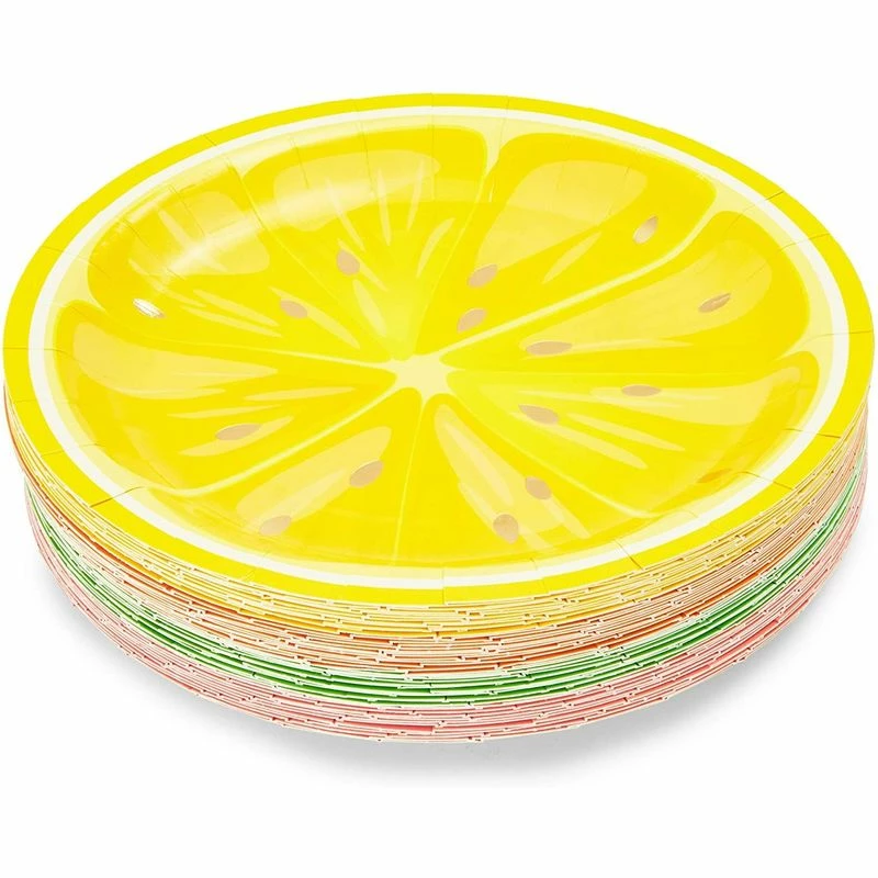 Blue Panda Tutti Fruity, Citrus Fruit Party Plates With Gold Foil Details For Summer Celebrations (9 In, 48 Pack) 6 Blue Panda Tutti Fruity, Citrus Fruit Party Plates With Gold Foil Details For Summer Celebrations (9 In, 48 Pack)