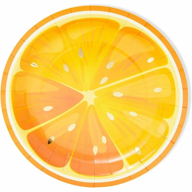 Blue Panda Tutti Fruity, Citrus Fruit Party Plates With Gold Foil Details For Summer Celebrations (9 In, 48 Pack) 7 Blue Panda Tutti Fruity, Citrus Fruit Party Plates With Gold Foil Details For Summer Celebrations (9 In, 48 Pack)