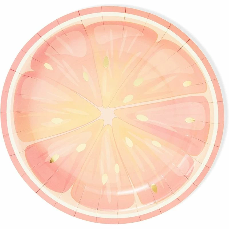 Blue Panda Tutti Fruity, Citrus Fruit Party Plates With Gold Foil Details For Summer Celebrations (9 In, 48 Pack) 8 Blue Panda Tutti Fruity, Citrus Fruit Party Plates With Gold Foil Details For Summer Celebrations (9 In, 48 Pack)