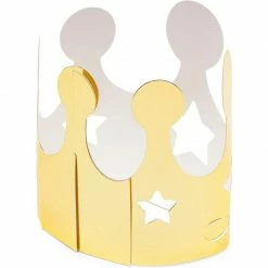 Blue Panda Gold Foil Paper Party Crown Hats (3.3 X 3 Inches, 48-Pack) Decorations