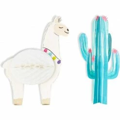 Blue Panda Llama Honeycomb And Cactus Centerpiece For Table Decorations (8 Pack)