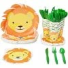 Blue Panda Dinnerware Sets Lion Safari Party Pack, Includes Paper Plates, Plastic Cutlery, Cups, And Napkins (144 Pieces, Serves 24) 1 Blue Panda Dinnerware Sets Lion Safari Party Pack, Includes Paper Plates, Plastic Cutlery, Cups, And Napkins (144 Pieces, Serves 24)