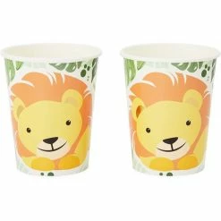 Blue Panda Dinnerware Sets Lion Safari Party Pack, Includes Paper Plates, Plastic Cutlery, Cups, And Napkins (144 Pieces, Serves 24)