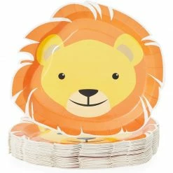 Blue Panda Safari Party Decorations, Lion Plates (13 X 10 In, 48-Pack)