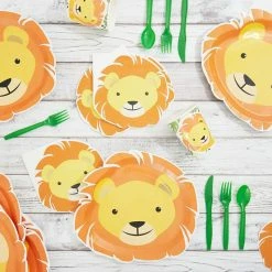 Blue Panda Safari Party Decorations, Lion Plates (13 X 10 In, 48-Pack)