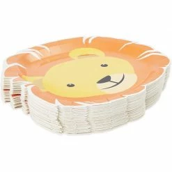 Blue Panda Safari Party Decorations, Lion Plates (13 X 10 In, 48-Pack)