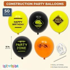 Blue Panda Construction Birthday Party Balloons (12 In., 50 Pack)
