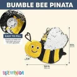 Blue Panda Decorations Bumble Bee Pinata For Gender Reveal Or Birthday Party (15.5 X 13 Inches)