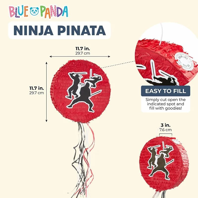 Blue Panda Decorations Mini Ninja Pinata For Kids Birthday (11.7 X 11.7, Red) 4 Blue Panda Decorations Mini Ninja Pinata For Kids Birthday (11.7 X 11.7, Red)