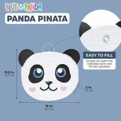 Blue Panda Small Panda Pinata For Animal Birthday Party Supplies (14.5 X 13 X 3 Inches)