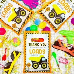 Blue Panda Party Bags And Boxes Thank You, Construction Party Favor Goodie Bags (100 Pack)