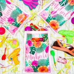 Blue Panda Party Bags And Boxes Hawaiian Luau Party Favor Bags For Birthday, Mahalo (100 Pack)