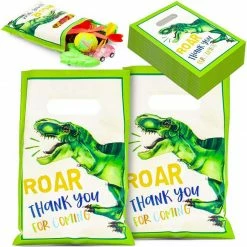 Blue Panda Dinosaur Party Favor Goodie Bags (100 Pack)
