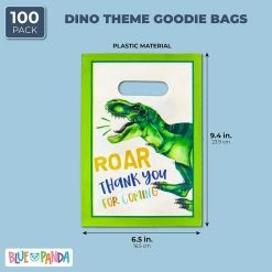Blue Panda Dinosaur Party Favor Goodie Bags (100 Pack)